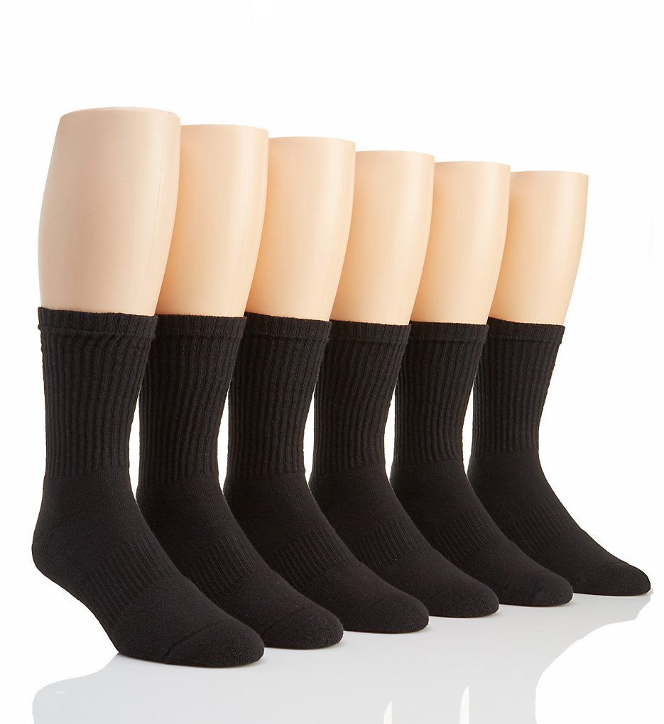Under Armour U322 Charged Cotton 2.0 Crew Socks - 6 Pack (Black/Misty Grey)