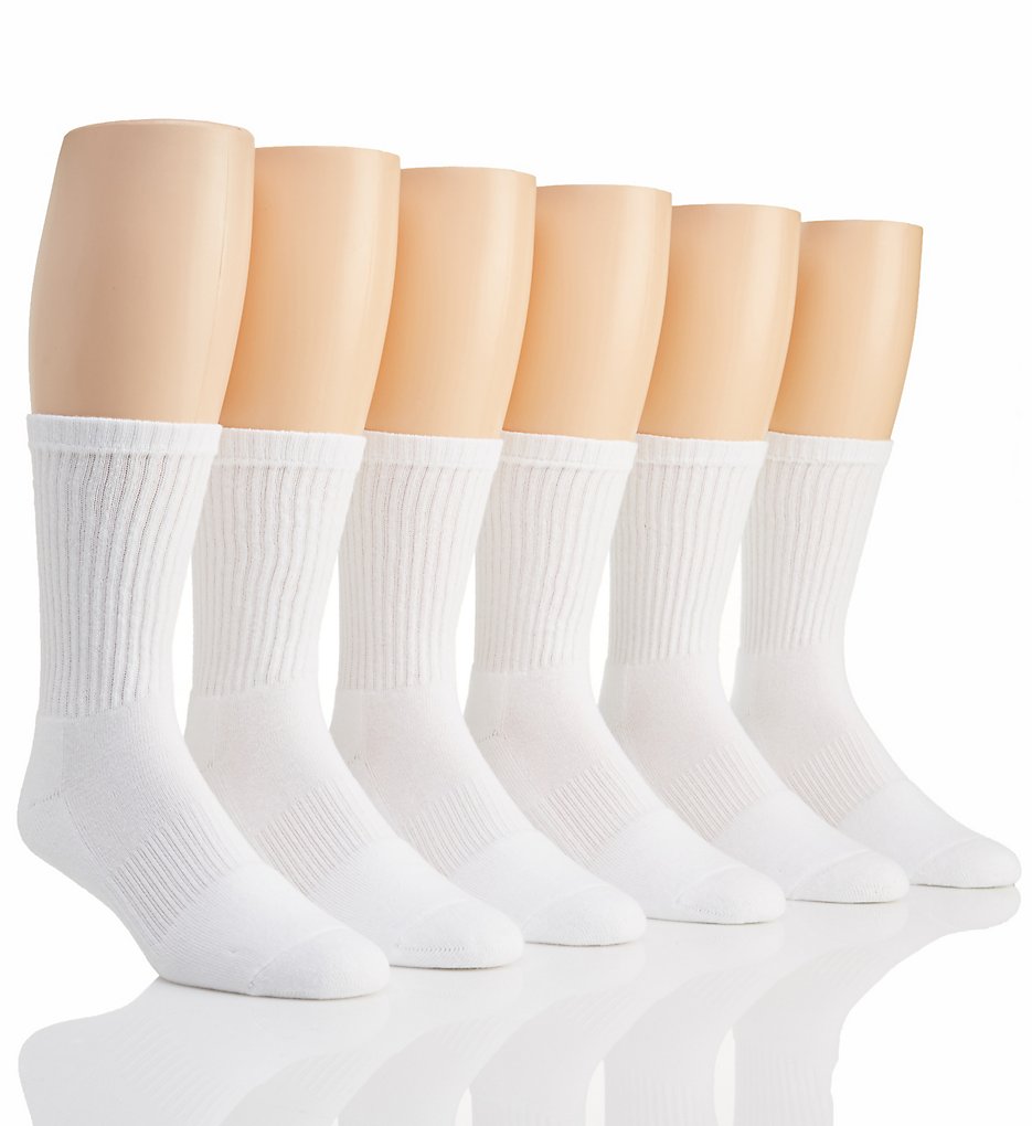 Under Armour U322 Charged Cotton 2.0 Crew Socks - 6 Pack (White/Misty Grey)