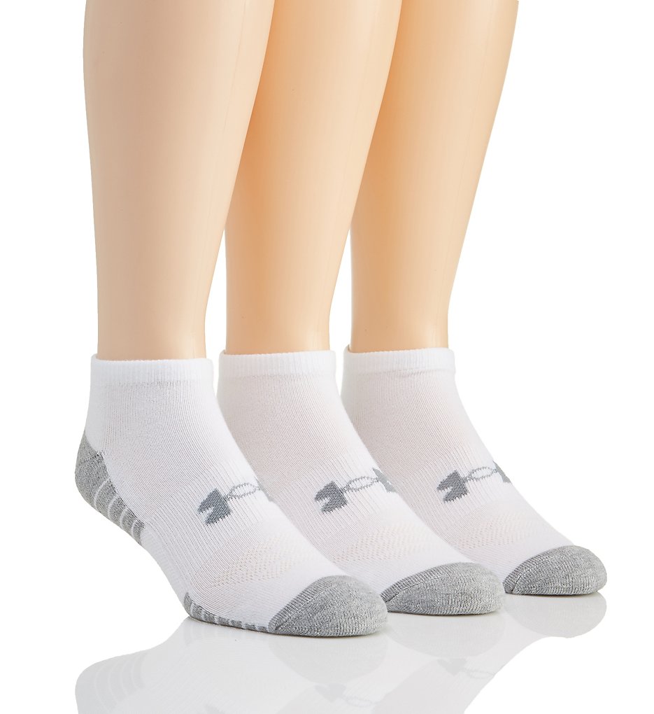Under Armour U325 HeatGear Performance Tech No Show Socks - 3 Pack (White)