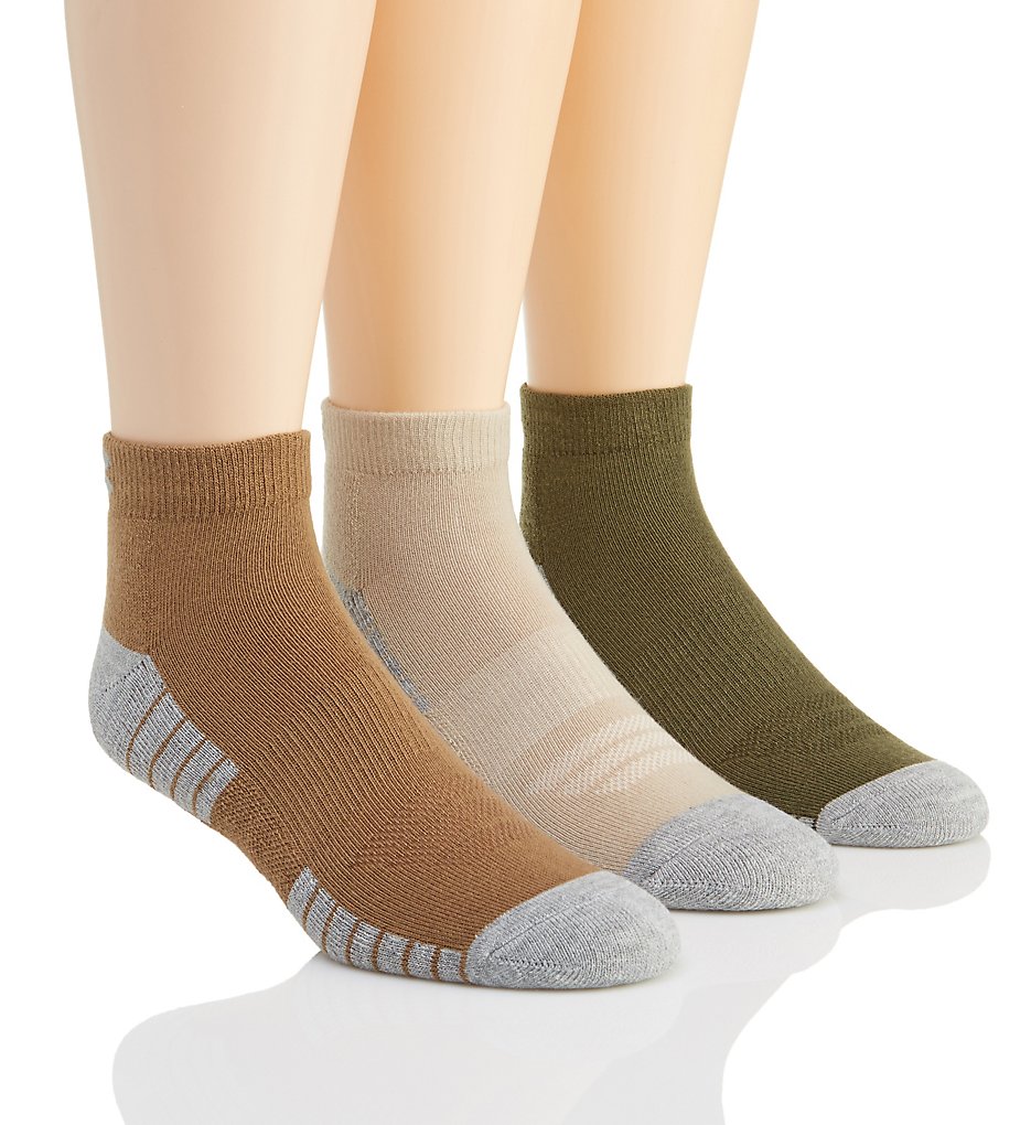 Under Armour U326 HeatGear Performance Tech Lo Cut Socks - 3 Pack (Coyote Brown Assort)