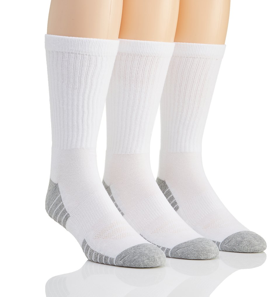 Under Armour U327 Heatgear Performance Tech Crew Socks - 3 Pack (White)