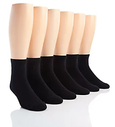 Training Cotton Quarter Socks - 6 Pack Black L