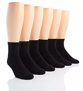 Training Cotton Quarter Socks - 6 Pack Black XL