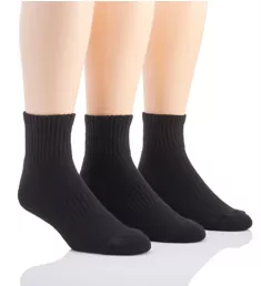 Training Cotton Quarter Socks - 3 Pack BLK L