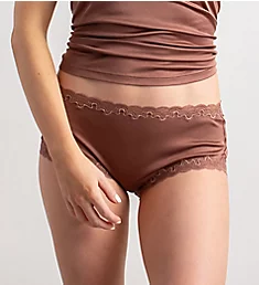 Dyed to Match Lace Trim Silk Brief Panty Toffee XXS