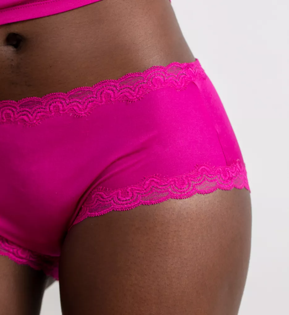 Dyed to Match Lace Trim Silk Brief Panty Festival Fuschia XXS