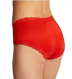 Dyed to Match Lace Trim Silk Brief Panty Fiery Red XXS