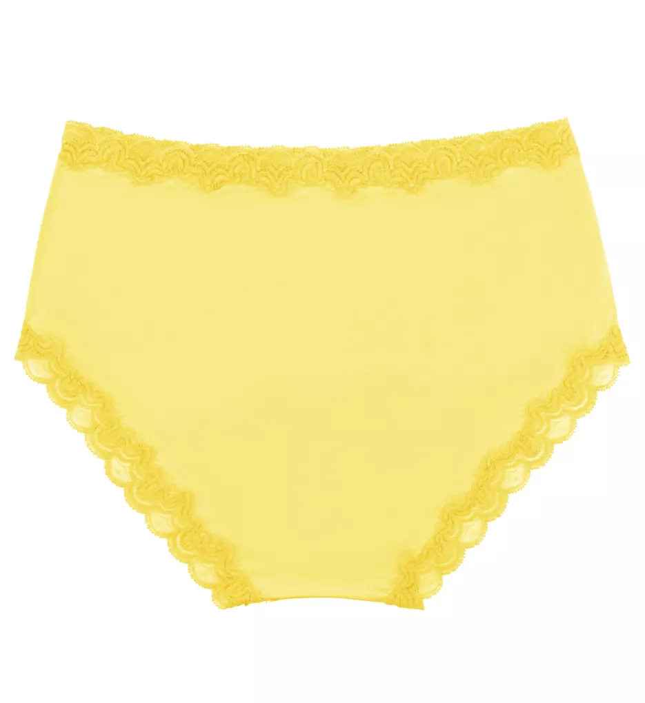 Dyed to Match Lace Trim Silk Brief Panty Lemon Zest XXS