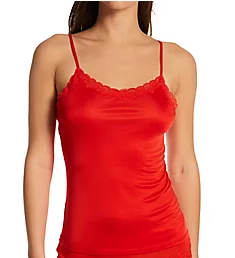 Lace Trimmed Silk Camisole Fiery Red XS