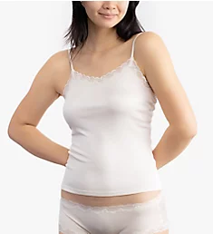 Lace Trimmed Silk Camisole Winter White XS
