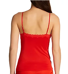 Lace Trimmed Silk Camisole Fiery Red XS