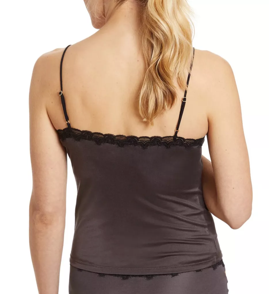 Lace Trimmed Silk Camisole Shale/Tap Shoe Black M