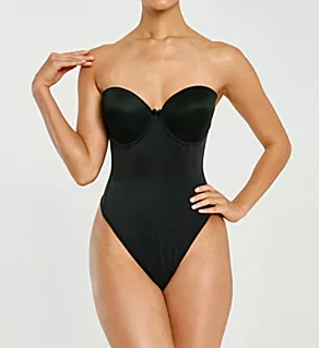Smooth Strapless Backless Thong Bodysuit Black 34B