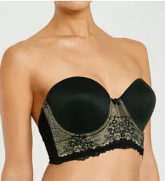 Marquise Strapless Low Back Longline Bra Black/Gold 38B