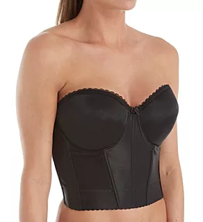 Vintage Strapless Low Back Longline Bra Black 34B