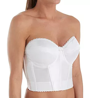 Vintage Strapless Low Back Longline Bra White 34B
