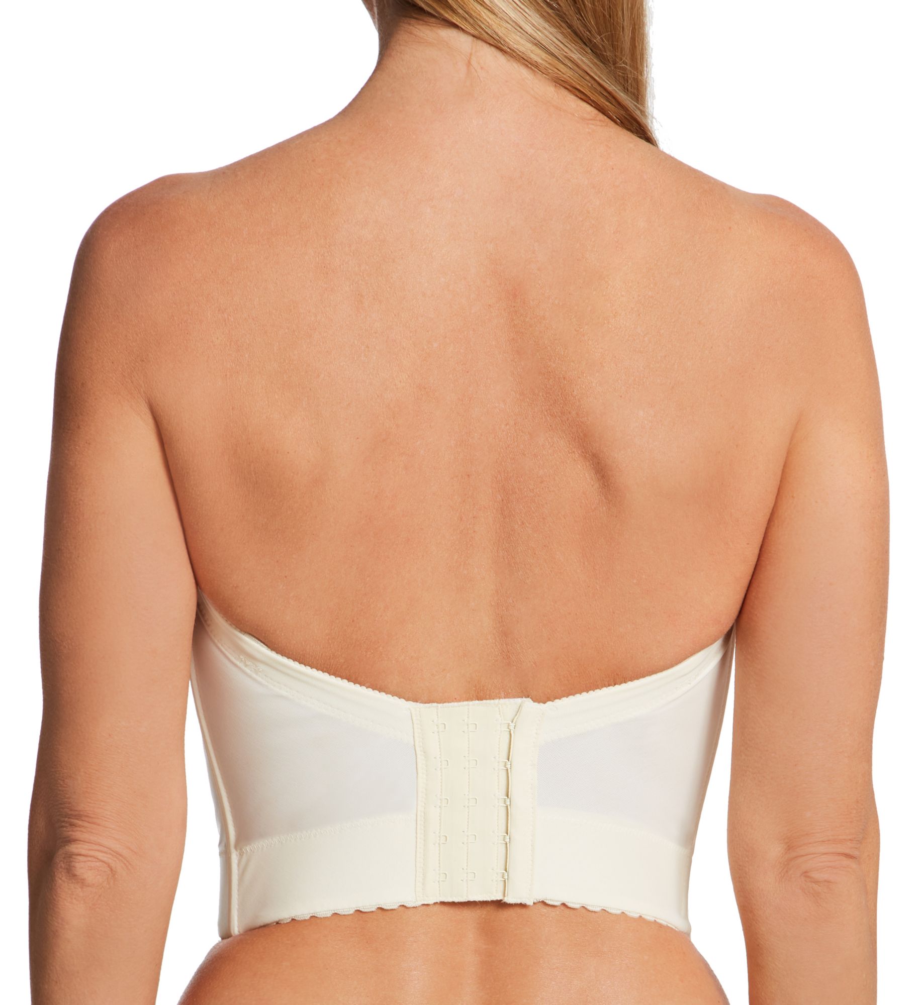 Va Bien Vintage Strapless Low Back Longline Bra Creme 32DD  - Image 2