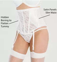 Lace Hourglass Waist Cincher with Garters White S