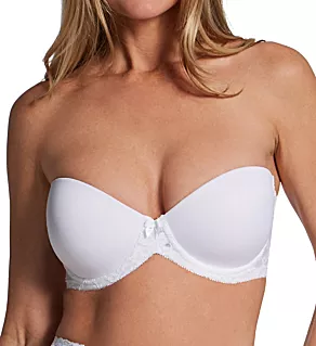Lace Band Strapless Push Up Bra White 36B