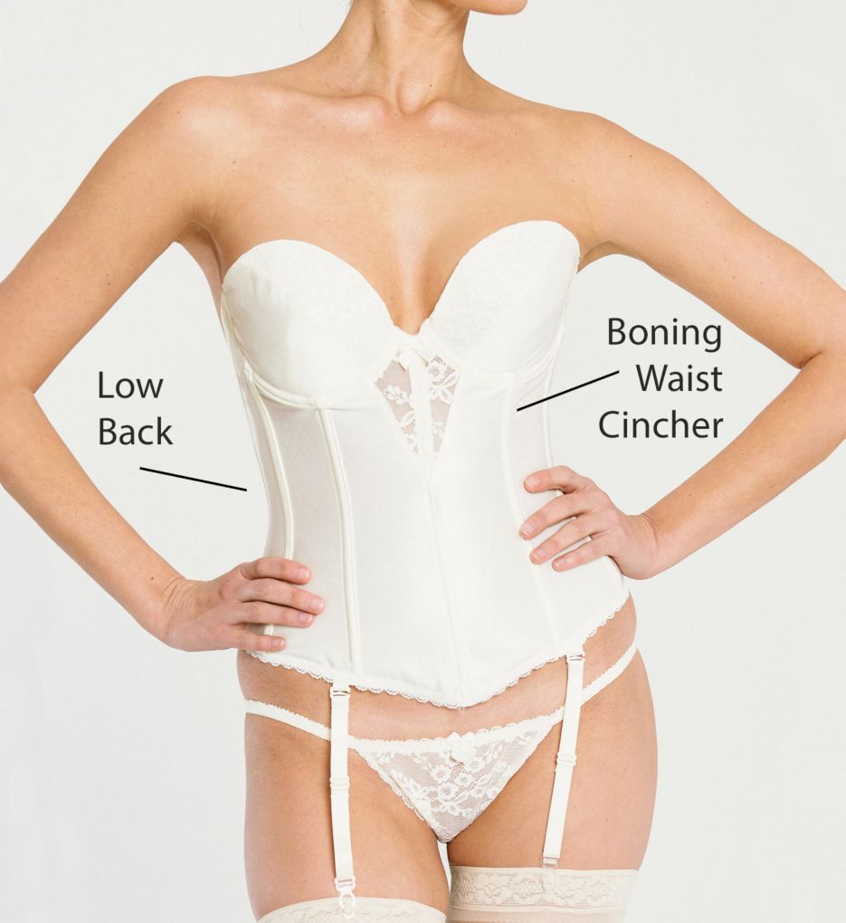 Luxurious Seamless Low Back Bustier with Plunge Front (Pearl) - 40, B