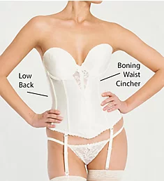 Lace Plunge Low Back Bustier with Garters
