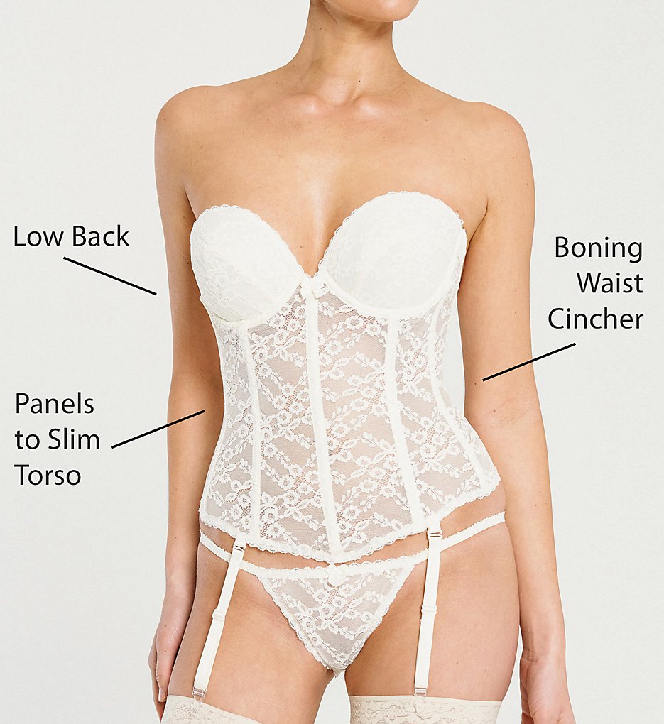 Lace Low Back Bustier with Garters