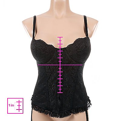 Lace Front Closure Bustier with Garters