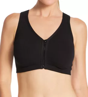 Zip Front Leisure and Sports Bra Black 34 B/C