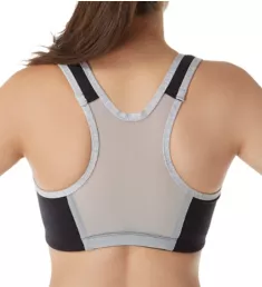 Color Block Zip Front Sports Bra Black/Grey 34 B/C