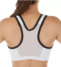 Color Block Zip Front Sports Bra White/Black 34 B/C