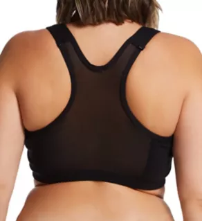 Plus Zip Front Leisure and Sports Bra Black 34 D/E