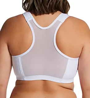 Plus Zip Front Leisure and Sports Bra White 34 D/E