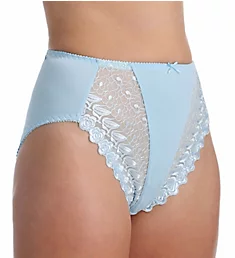 Embroidered Lace and Satin Hi-Cut Brief Panties Light Blue 5