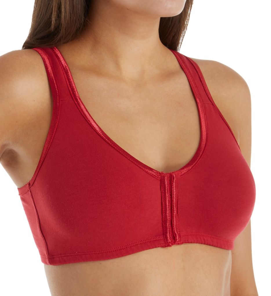 Satin Trim Front Closure Soft Bra