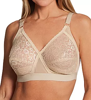 Lace Criss Cross Soft Cup Bra Beige 34A