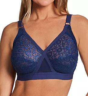 Lace Criss Cross Soft Cup Bra Navy 34A