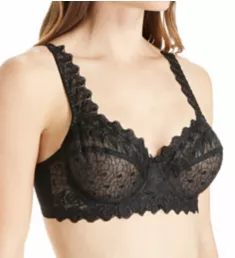 Embroidered Lace Underwire Bra Black 34B