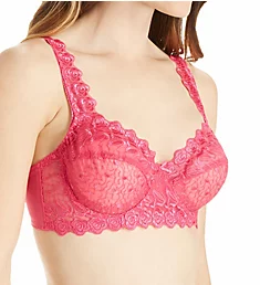 Embroidered Lace Underwire Bra Hot Pink 34B