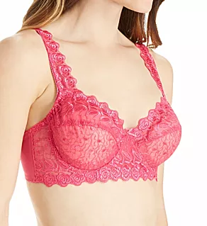 Embroidered Lace Underwire Bra Hot Pink 36B