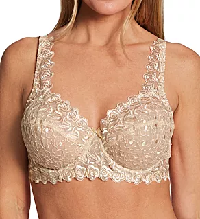 Embroidered Lace Underwire Bra Nude 34B