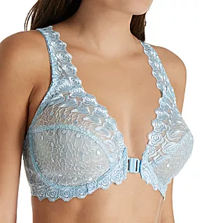 Front Close Lace Cup Underwire Bra Light Blue 34B