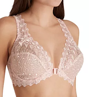 Front Close Lace Cup Underwire Bra Light Pink 34B