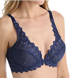 Front Close Lace Cup Underwire Bra Navy 46DD