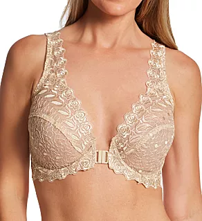 Front Close Lace Cup Underwire Bra Nude 34B