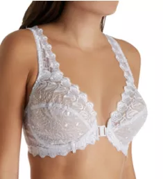 Front Close Lace Cup Underwire Bra White 34B