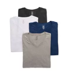 100% Cotton V-Neck T-Shirt - 4 Pack