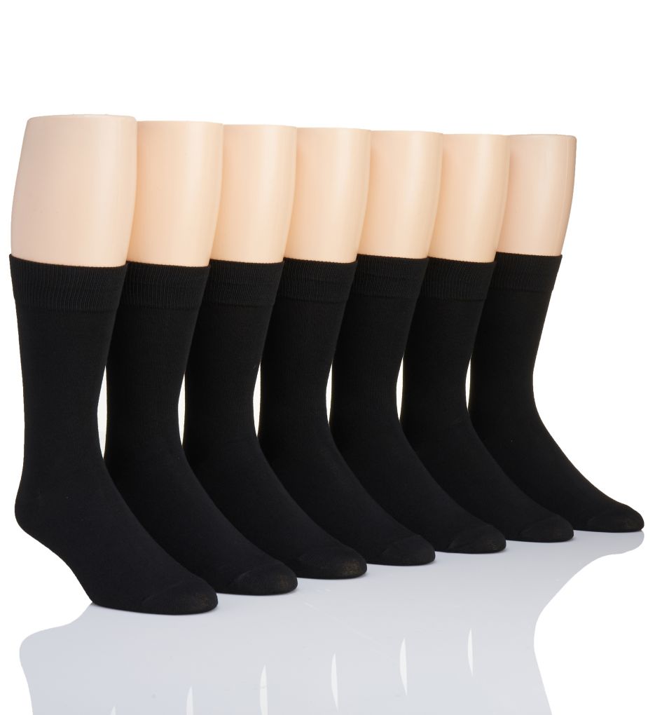 Solid Flat Knit Dress Socks - 7 Pack-gs