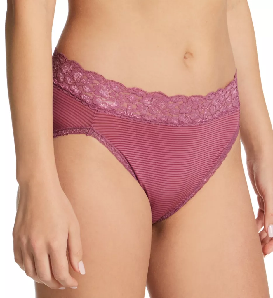 Flattering Lace Ultimate Comfort Hi-Cut Panty Berry Glaze Stripe 9