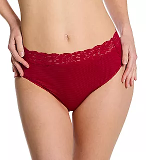 Flattering Lace Ultimate Comfort Hi-Cut Panty Legacy Red Stripe 6