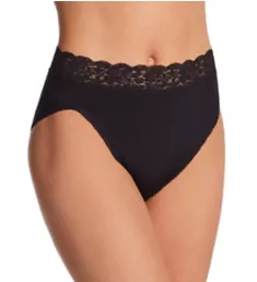 Flattering Lace Ultimate Comfort Hi-Cut Panty Midnight Black Stripe 6